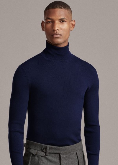 Ralph Lauren RLX Slim Ribbed Merino Striktrøje Herre Danmark (TALEG5084)